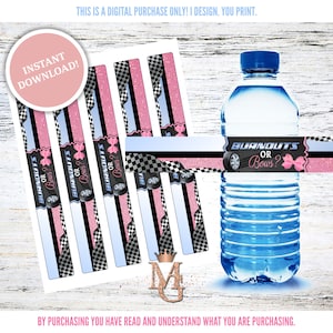 Burnouts or Bows Water Bottle Label! Blue and Pink! Race Gender Reveal! Bows Gender Reveal! Digital Template!