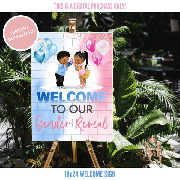 Fades or Braids Gender Reveal Welcome Sign! Pink and Blue! 18x24