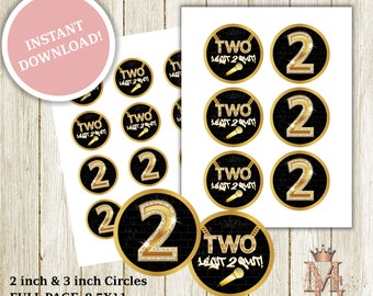 Two Legit Birthday Cupcake Toppers: Black, White, and Gold (Digital File)