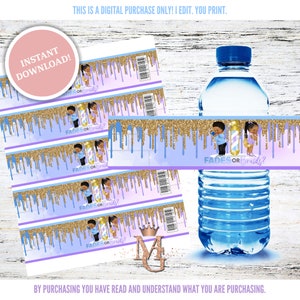 Fades or Braids Water Bottle Label! Blue and Lavender! Barber Gender Reveal! Hairstylist Gender Reveal! Digital Template!