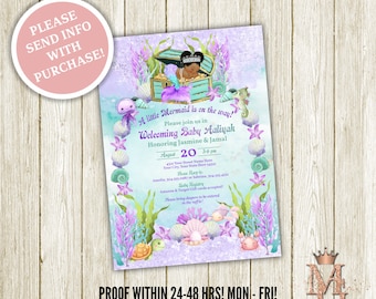 Mermaid Baby Shower Invitation: Purple and Teal Under the Sea (Digital)