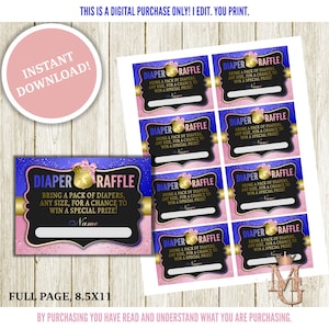 Badges or Bows Gender Reveal Diaper Raffle! Pink, Royal Blue and Gold!