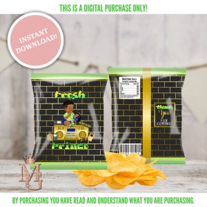 Fresh Prince Baby Shower! Baby Shower Chip Bag! Printable Chip Bag Template!