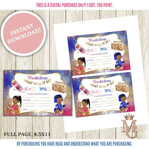Beauty or Beats Gender Reveal! Prediction Karte! Pink, Royalblau und Gold! Digital!