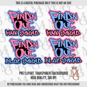 Finde N Out Gender Reveal, Squad Logos, PNG Bilder! Nur für den persönlichen Gebrauch! Transparenter Hintergrund. Hellrosa und Blau!