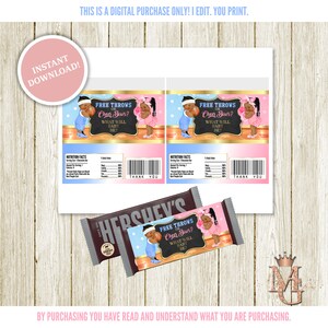 Free Throws or Cheer Bows Gender Reveal Candy Bar Wrapper Template! Instant Download!