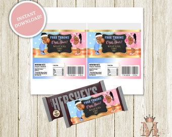 Free Throws or Cheer Bows Gender Reveal Candy Bar Wrapper Template! Instant Download!