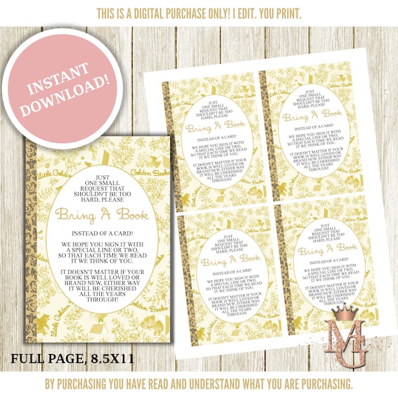 Little Golden Book Baby Shower Insert: Book Request (PDF & JPG)