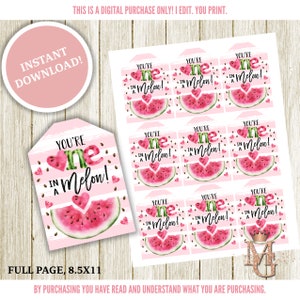 One in a Melon Favor Tags! First Birthday Party Tags! Watermelon Birthday! Instant Download!