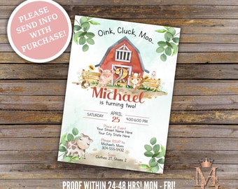 Farm Animal Birthday Invitation: Barnyard Theme (Digital Download)