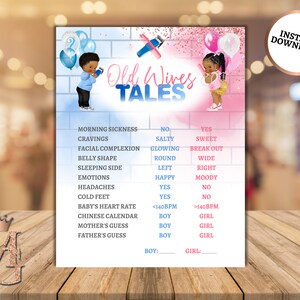 Fades or Braids Gender Reveal Old Wives Tales! Old Wives Tales Sign Design! Pink and Blue! 11x14 and 18x24!