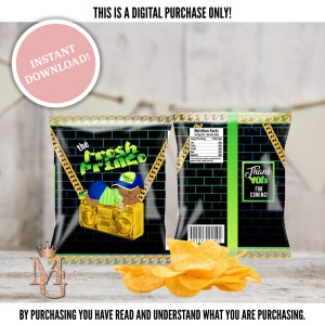 Fresh Prince Baby Shower! Baby Shower Chip Bag! Printable Chip Bag Template!