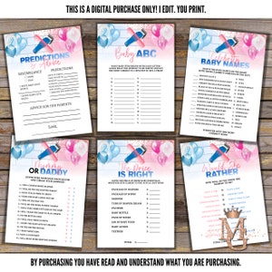 Fades or Braids Gender Reveal Game Set! Printable Games! Digital Games! Games Set! Pink and Blue!