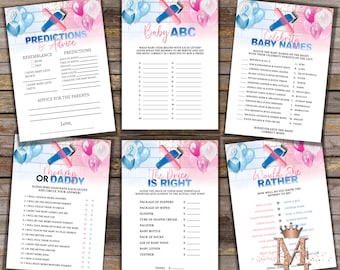 Fades or Braids Gender Reveal Game Set: Printable Games (Digital Download)