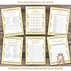 Goldenes Buch Babyparty Spiele: Weiß & Gold, 6-er Spiele Set (Digitaler Download)