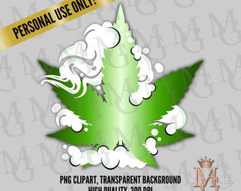 Mary Jane Clipart, PNG image! Marijuana Leaf, Smoke Clipart, Transparent Background! Personal Use Only!