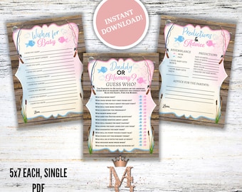 Fish Gender Reveal Game Set: Printable Baby Shower Games (Digital Download)