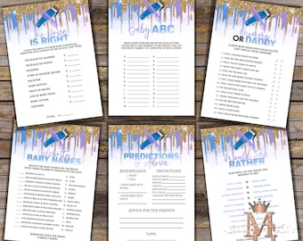 Fades or Braids Gender Reveal Game Set: Printable Baby Shower Games (Digital Download)
