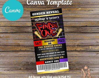 Find 'N Out Gender Reveal Invitation: Hip Hop Theme (Canva Template)