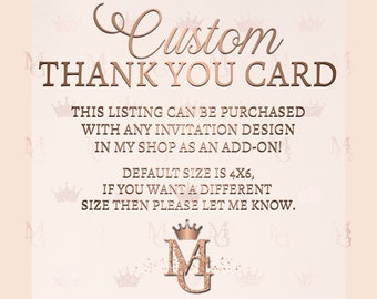 Custom Thank You Card Design, Add-On for ANY of my Designs!