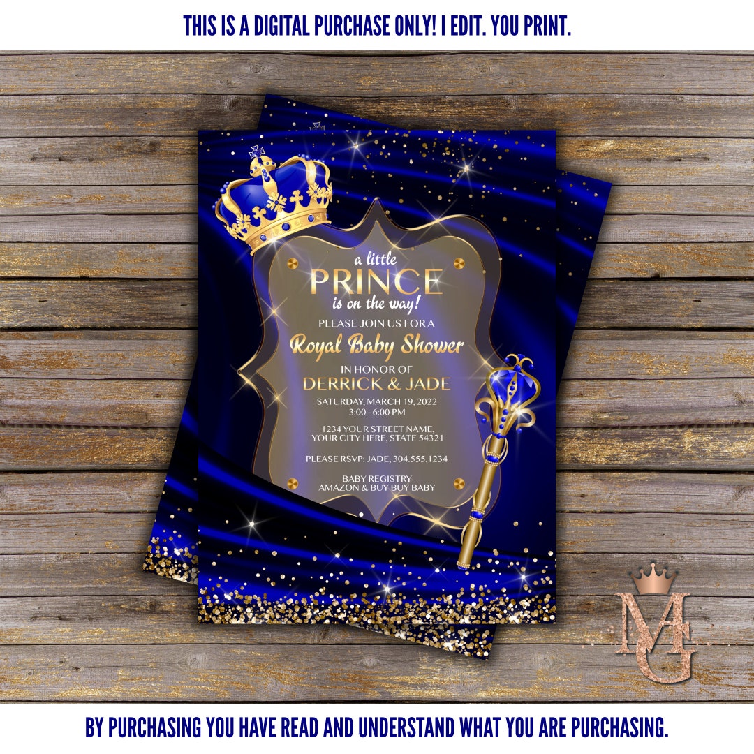 Royal Prince Baby Shower Invitation, Boy Little Prince Baby Shower