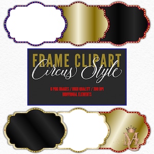 Clipartset circusstijl, 6 png-afbeeldingen