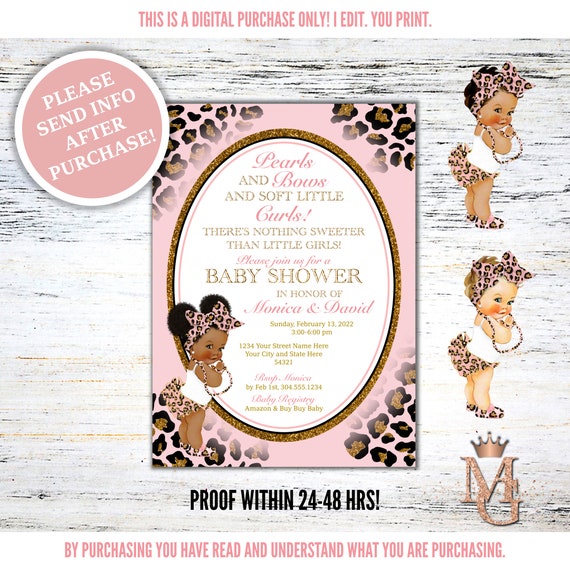 Cheetah Baby Shower Invitation Leopard Baby Shower Girl Baby - Etsy