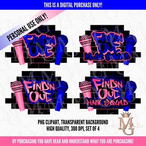 Find N Out Gender Reveal, Microphone PNG images ! Usage personnel uniquement ! Logos d'escouade ! Fond transparent. 4 images PNG !