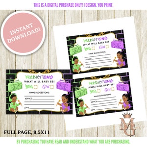 ¡Descubre el género del bebé! ¡Tarjeta de predicción! ¡Verde manzana, orquídea y dorado! ¡Digital!