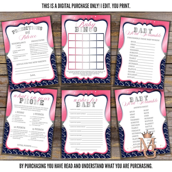 Touchdowns or Tutu's Gender Reveal Games Set! Printable Games!