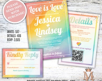 Rainbow Wedding Invitation Set: LGBTQ+ Pride (Digital Download)