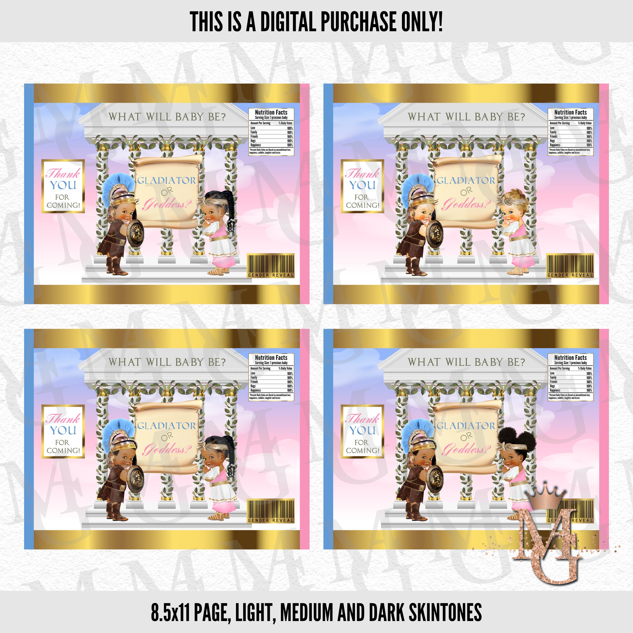 Gladiator or Goddess Gender Reveal Gender Reveal Chip Bag - Etsy