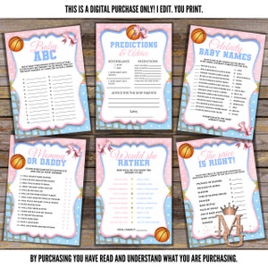 Free Throws or Pink Bows Gender Reveal Games Set! Printable Games!