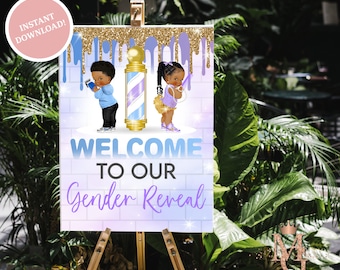 Funmemoir Fades Or Braids Gender Reveal Party Kit – Backdrop, Banner, Cake Topper, Balloons, Cupcake Toppers - View #8