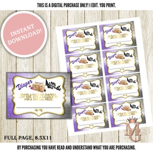 Hip Hop Gender Reveal Diaper Raffle! Beauty or Beats! Purple, Black and Gold!