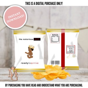 Notorious Chip Bag Template! Instant Download! Notorious Baby Shower!