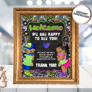 Fresh Prince or Princess Gender Reveal Sanitizing Sign! Wear a Mask Sign! Table Sign!