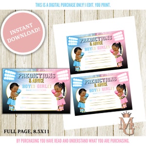 Révélation du genre en boxe ! Carte de prédiction ! Rose clair, bleu clair et or ! Numérique!