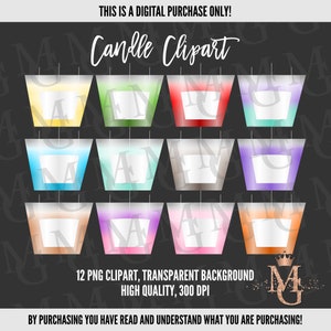 Candle Clipart Set: 12 PNG Images, Design Element (Digital Download)
