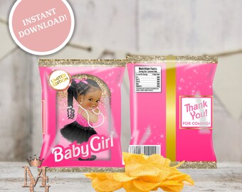 Baby Doll Chip Bag: Baby Shower Template (PDF Digital Download)