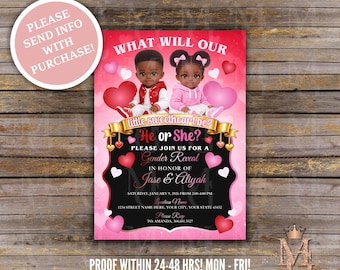Valentine's Gender Reveal Invitation: Red, Pink, and Gold (Digital Download)