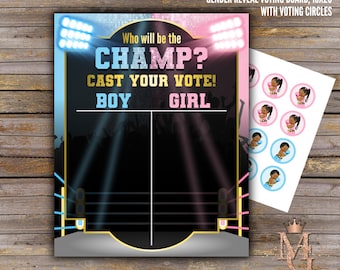 Boxing Gender Reveal Vote Board! Royal Blue and Pink! 16x20