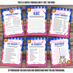 Layup or Makeup Gender Reveal Games Set! Printable Games! Hot Pink & Royal Blue!