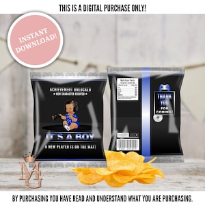Gamer Boy Baby Shower Chip Bag Template (Digital Download)