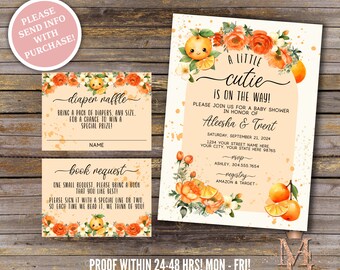 Little Cutie Orange Baby Shower Invitation (Digital Invitation)