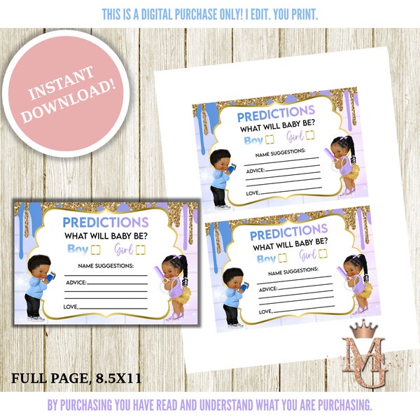 Fades or Braids Gender Reveal! Prediction Card! Hairstylist Reveal! Digital Instant Download! Lavender and Blue!