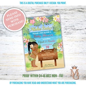 Aloha Beach Baby Shower Invitation! Aloha Baby! Luau Baby Shower! Baby Shower Invitation!