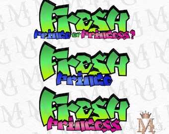 Fresh Prince or Princess Gender Reveal Clipart, PNG image! Transparent Background! Personal Use Only!