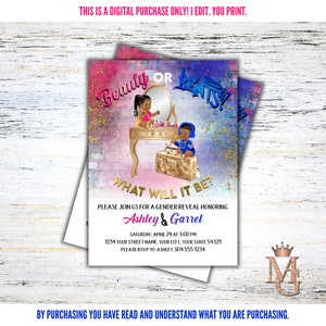 Hip Hop Gender Reveal Invitation: Beauty or Beats (Digital)