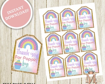 Pop It Birthday Favor Tags: Pastel Fidget Design (Digital Download)